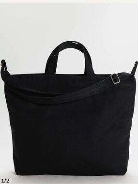 BAGGU Black Canvas Laptop Tote with Removable Shoulder Strap